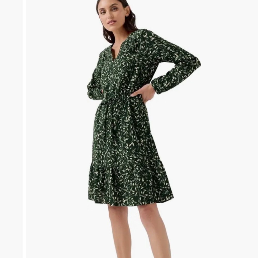 Pact Forest Green Leaf Print Long-Sleeve Mini Dress - Picture 5 of 9